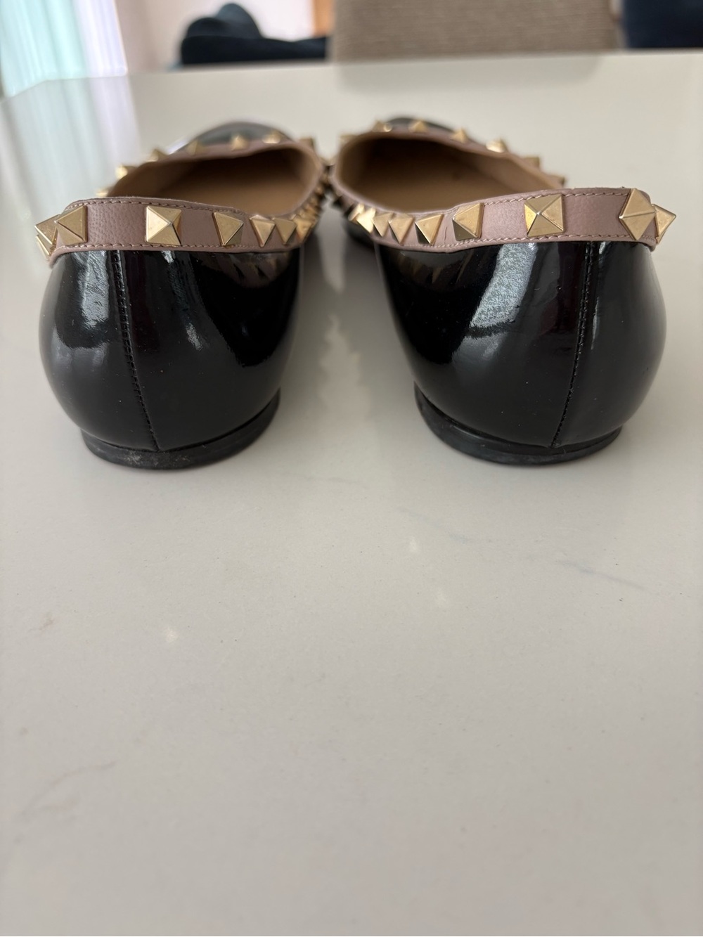 Valentino Garavani Rockstud Patent Leather Ballet Flats Size 41 Black Luxury - Picture 5 of 9